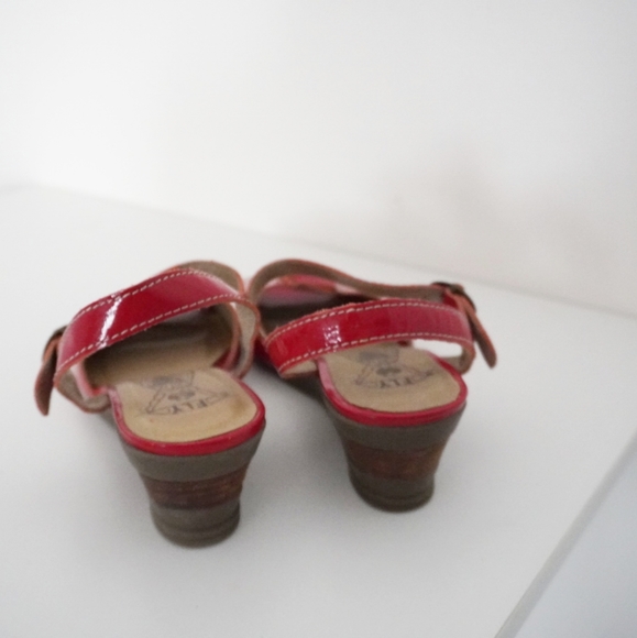 FLY LONDON Patent Leather Peep Toe Wedge Sandal - Picture 5 of 7